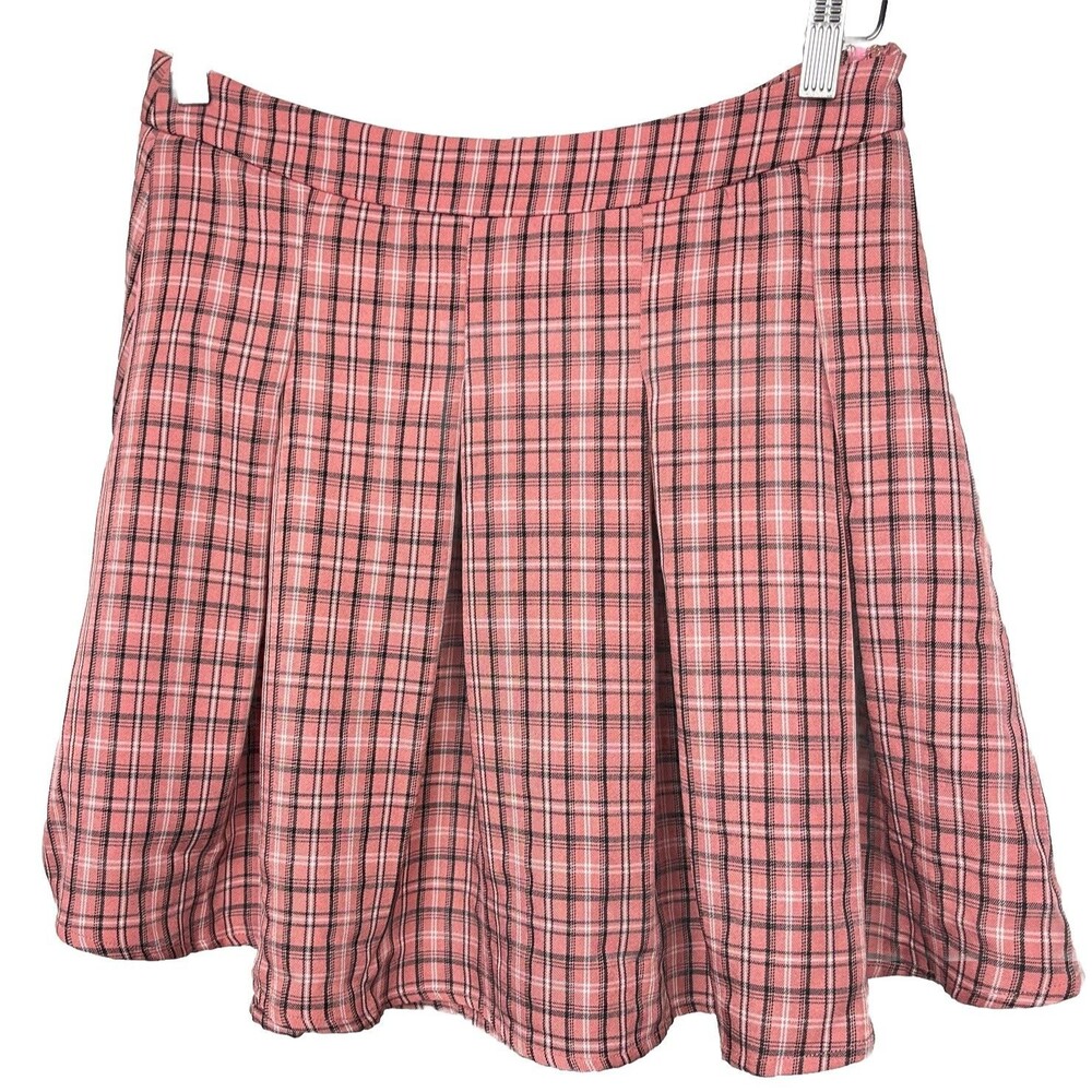 Shein Plaid Pleated Mini‎ Skirt 6 Pink Preppy Academia Schoolgirl Schoolcore